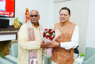 मुख्यमंत्री पुष्कर सिंह धामी से राजस्थान सरकार के कैबिनेट मंत्री मदन दिलावर ने की शिष्टाचार भेंट